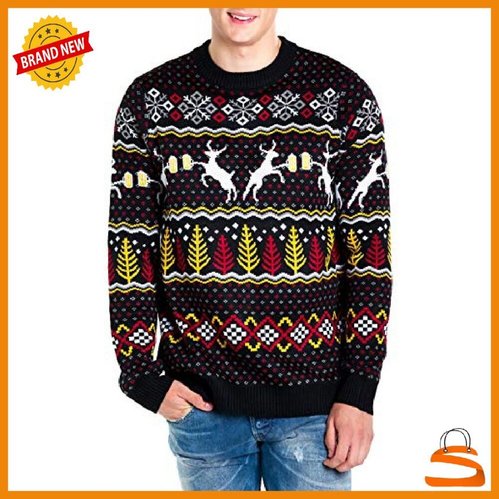 Men's Ugly Christmas Sweater Pullover - Hyper-Comfy Fabric - Tailored Fit - Picture 3 of 8